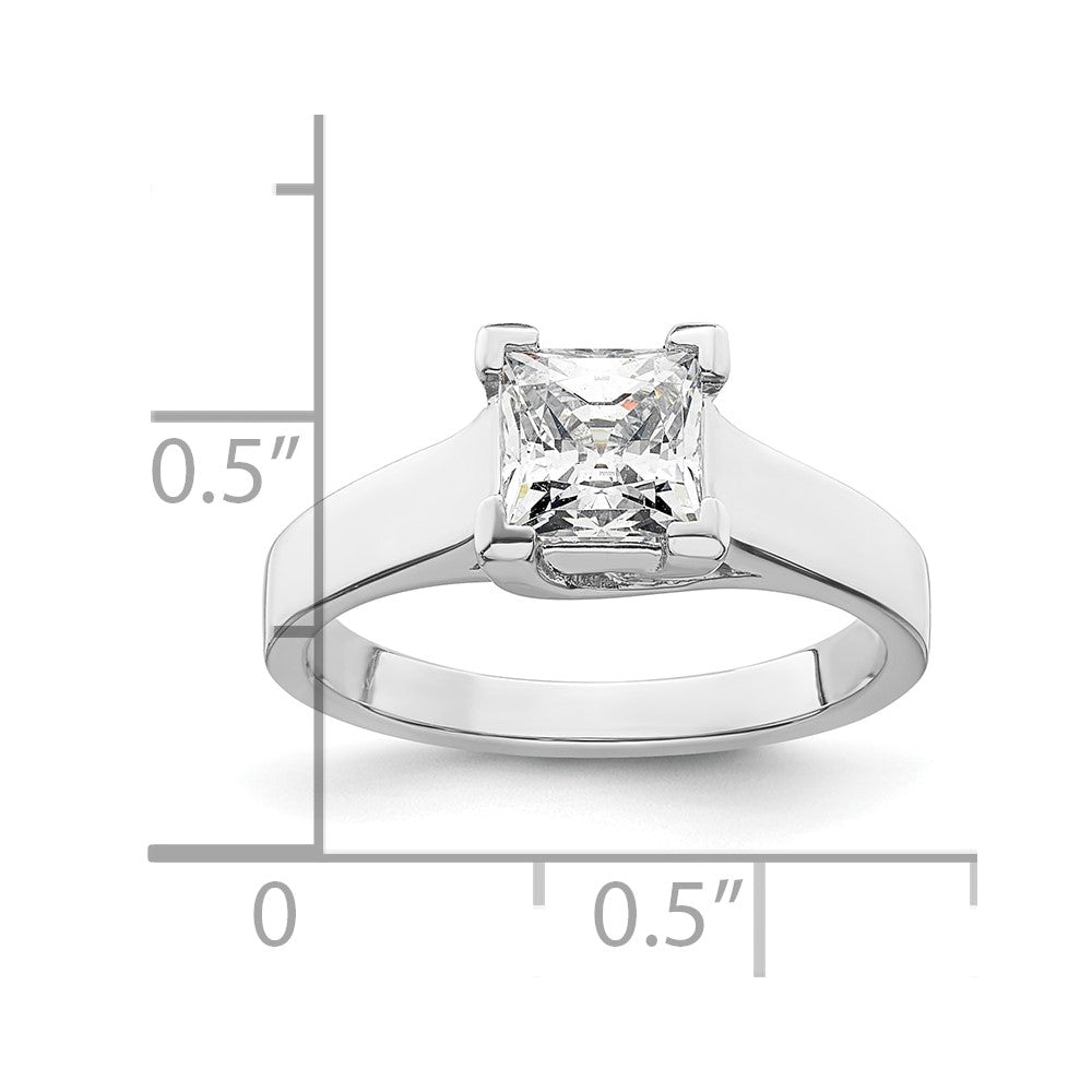 1.25ct. CZ Solid Real 14k White Gold Square Solitaire Engagement Ring