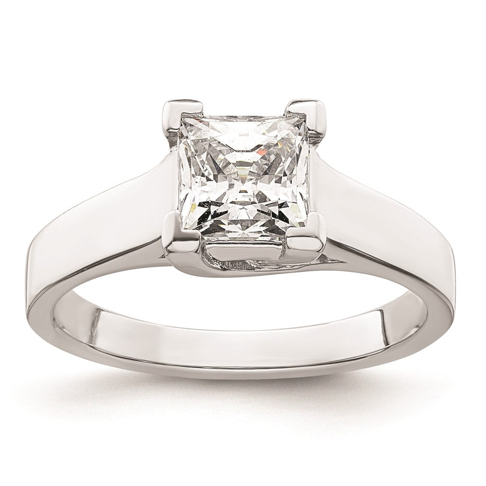 1.25ct. CZ Solid Real 14k White Gold Square Solitaire Engagement Ring