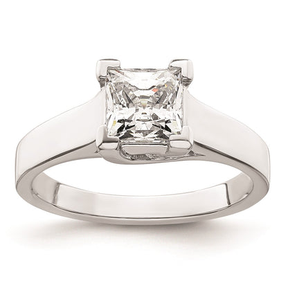 1.25ct. CZ Solid Real 14k White Gold Square Solitaire Engagement Ring