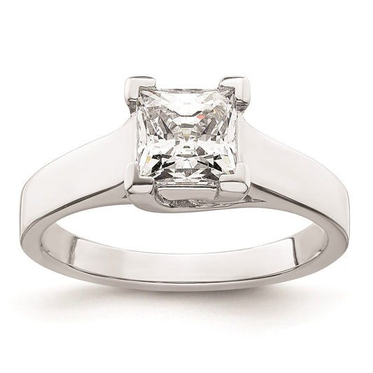 1.25ct. CZ Solid Real 14k White Gold Square Solitaire Engagement Ring
