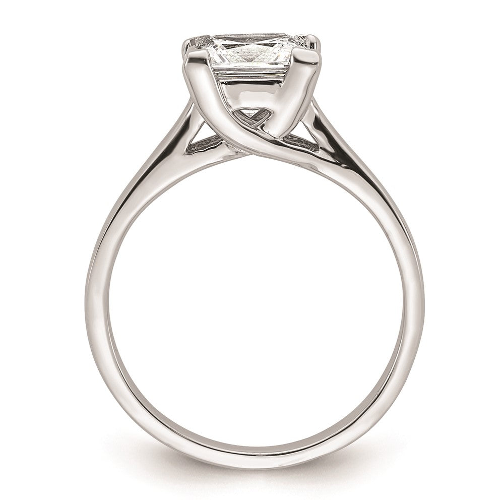 1.50ct. CZ Solid Real 14k White Gold Square Solitaire Engagement Ring