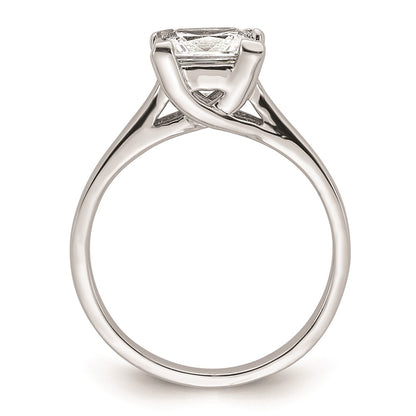 1.50ct. CZ Solid Real 14k White Gold Square Solitaire Engagement Ring
