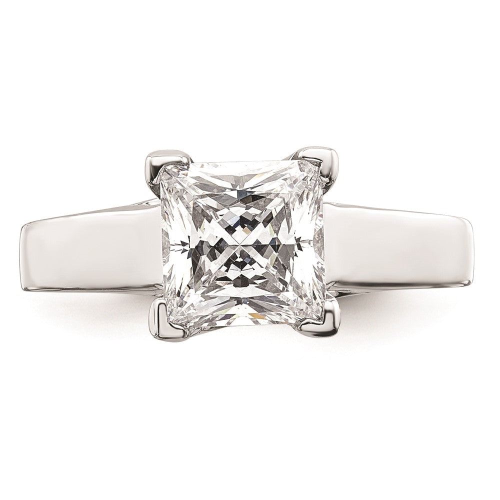 1.50ct. CZ Solid Real 14k White Gold Square Solitaire Engagement Ring