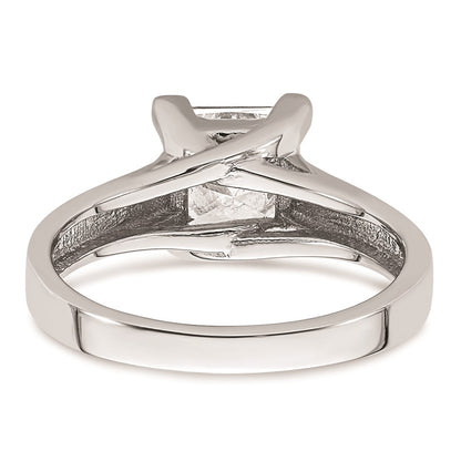 1.50ct. CZ Solid Real 14k White Gold Square Solitaire Engagement Ring