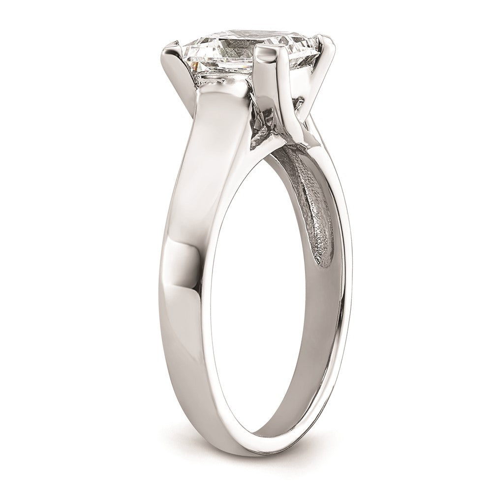 1.50ct. CZ Solid Real 14k White Gold Square Solitaire Engagement Ring