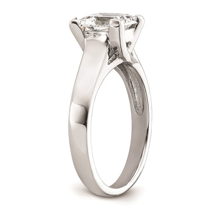 1.50ct. CZ Solid Real 14k White Gold Square Solitaire Engagement Ring