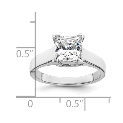 1.50ct. CZ Solid Real 14k White Gold Square Solitaire Engagement Ring