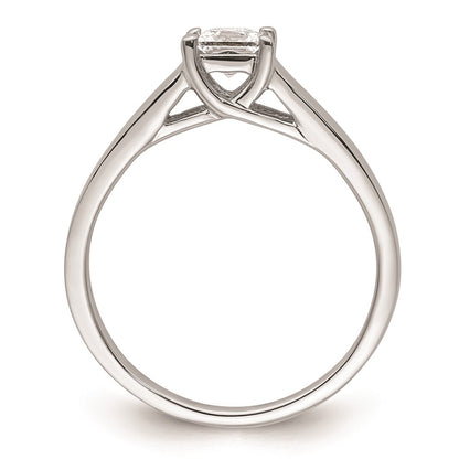 0.33ct. CZ Solid Real 14k White Gold Square Solitaire Engagement Ring
