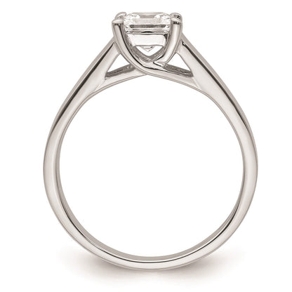 0.75ct. CZ Solid Real 14k White Gold Square Solitaire Engagement Ring