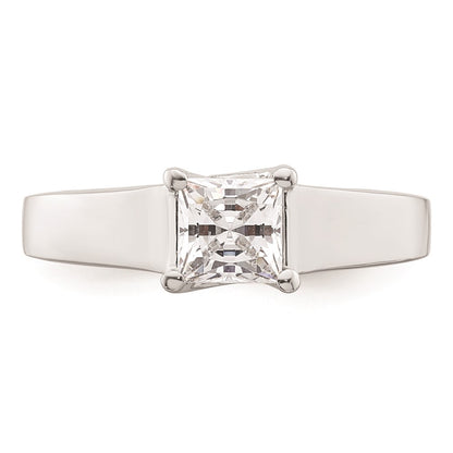0.75ct. CZ Solid Real 14k White Gold Square Solitaire Engagement Ring