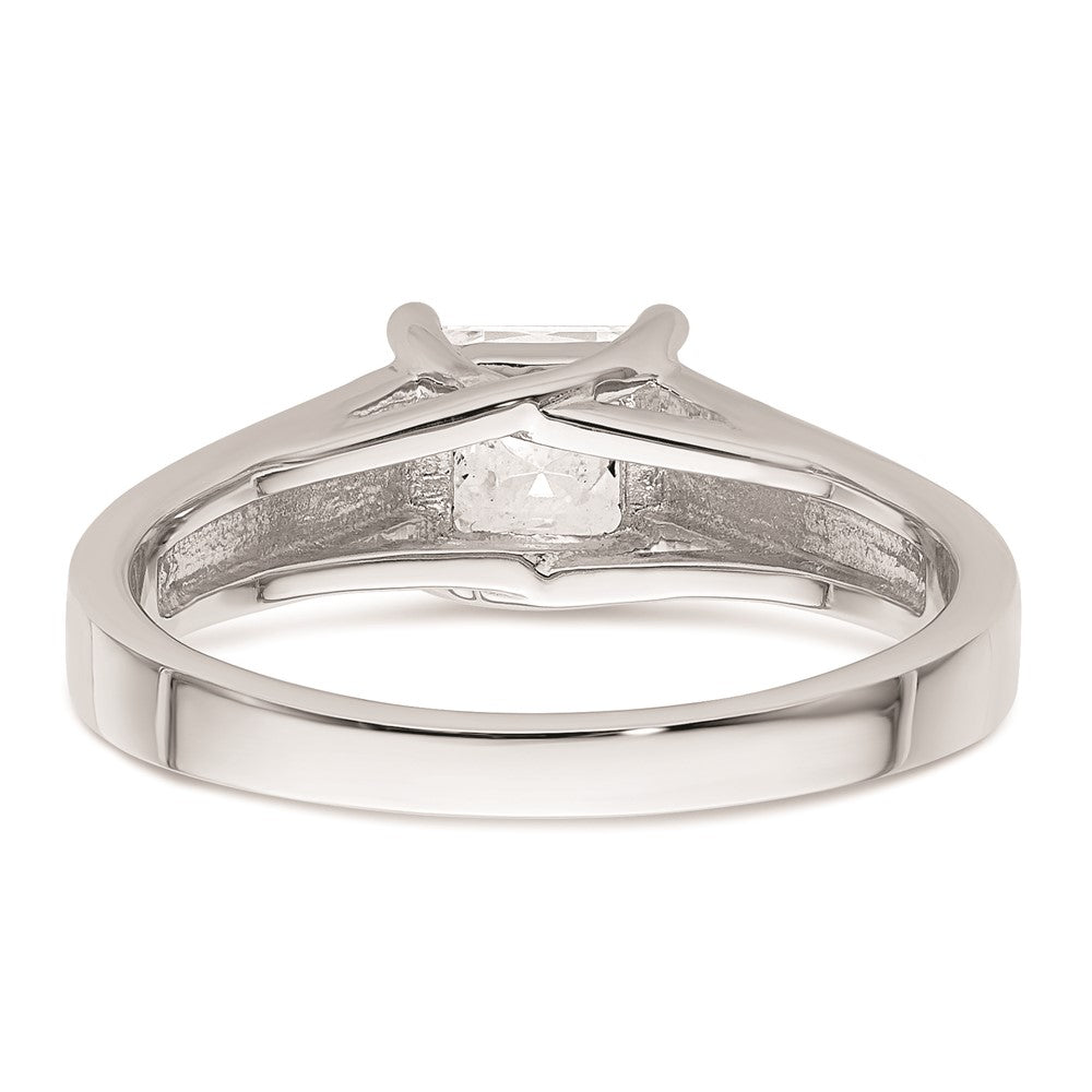 0.75ct. CZ Solid Real 14k White Gold Square Solitaire Engagement Ring