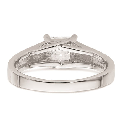 0.75ct. CZ Solid Real 14k White Gold Square Solitaire Engagement Ring