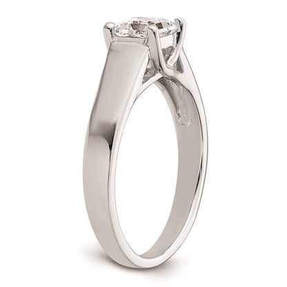0.75ct. CZ Solid Real 14k White Gold Square Solitaire Engagement Ring