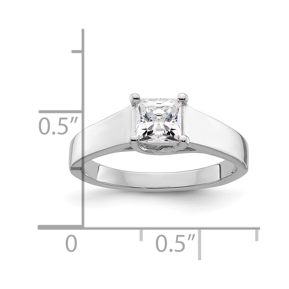 0.75ct. CZ Solid Real 14k White Gold Square Solitaire Engagement Ring