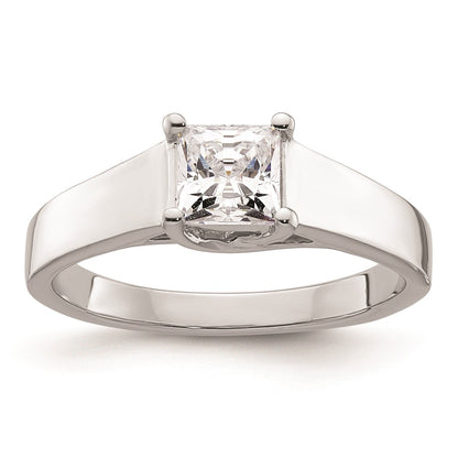 0.75ct. CZ Solid Real 14k White Gold Square Solitaire Engagement Ring