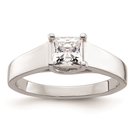 0.75ct. CZ Solid Real 14k White Gold Square Solitaire Engagement Ring