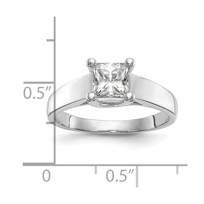 1.00ct. CZ Solid Real 14k White Gold Square Solitaire Engagement Ring