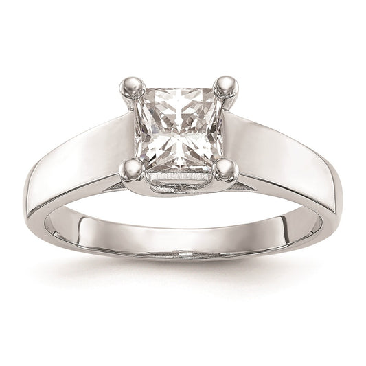 1.00ct. CZ Solid Real 14k White Gold Square Solitaire Engagement Ring