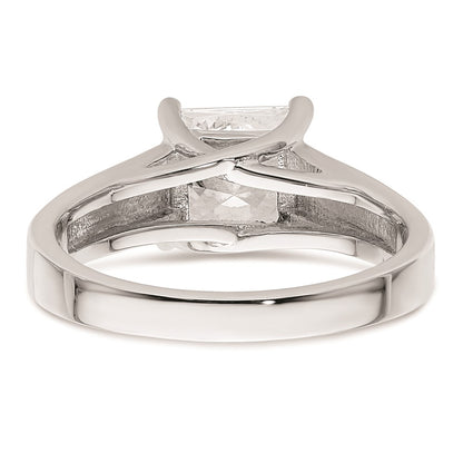 1.50ct. CZ Solid Real 14k White Gold Square Solitaire Engagement Ring