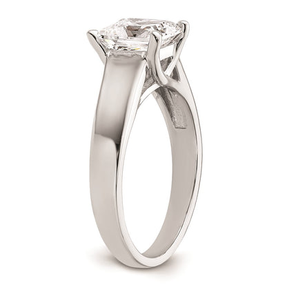 1.50ct. CZ Solid Real 14k White Gold Square Solitaire Engagement Ring