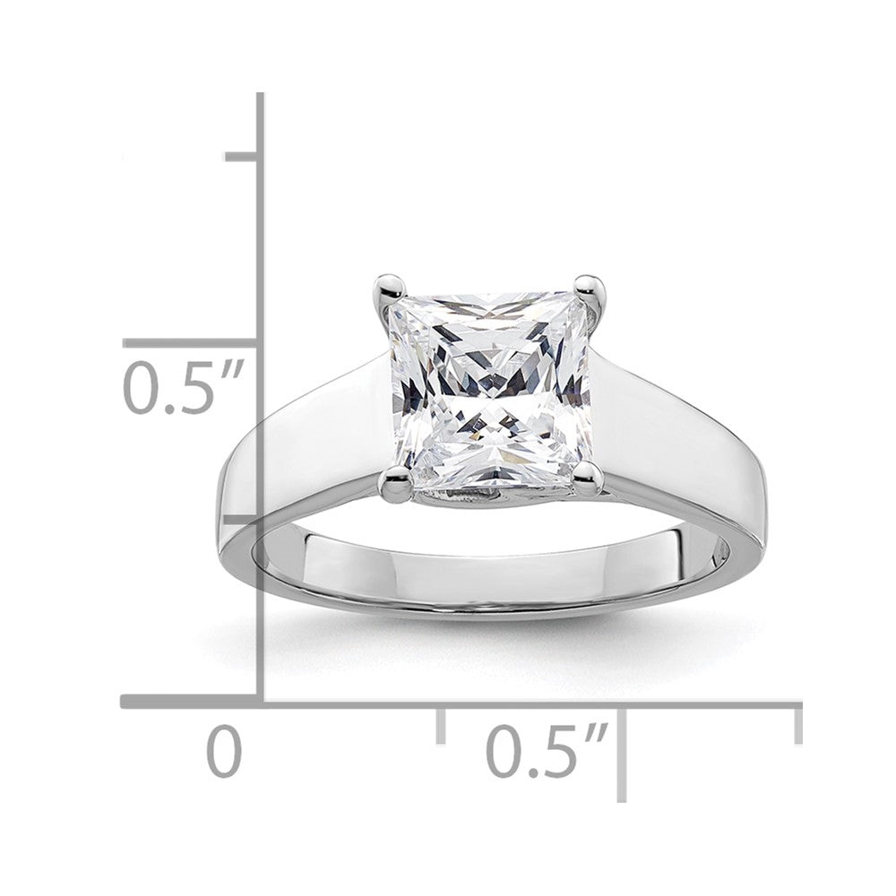 1.50ct. CZ Solid Real 14k White Gold Square Solitaire Engagement Ring