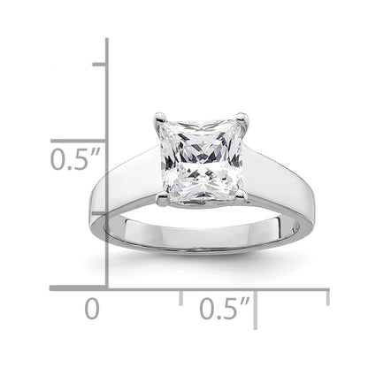 1.50ct. CZ Solid Real 14k White Gold Square Solitaire Engagement Ring
