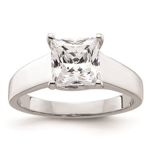 1.50ct. CZ Solid Real 14k White Gold Square Solitaire Engagement Ring