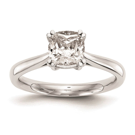 0.75ct. CZ Solid Real 14k White Gold Square Solitaire Engagement Ring