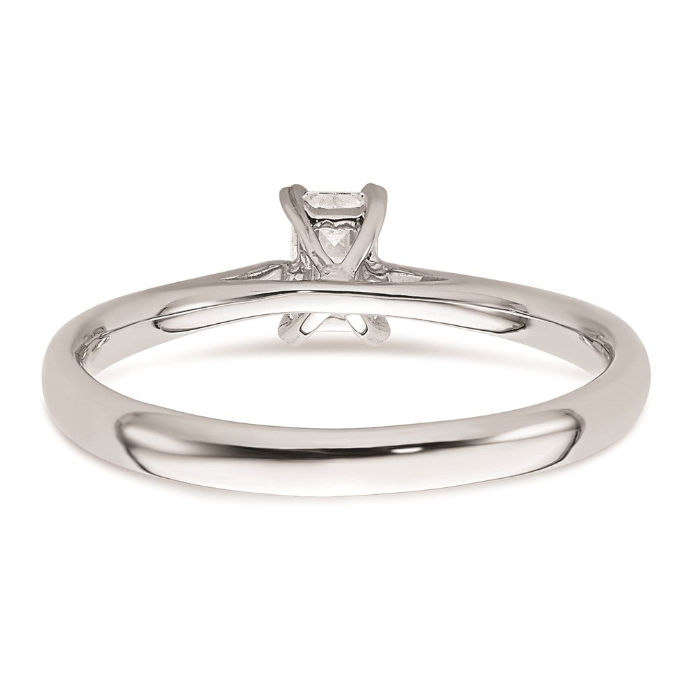 0.25ct. CZ Solid Real 14k White Gold Emerald Solitaire Engagement Ring