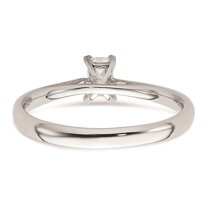 0.25ct. CZ Solid Real 14k White Gold Emerald Solitaire Engagement Ring