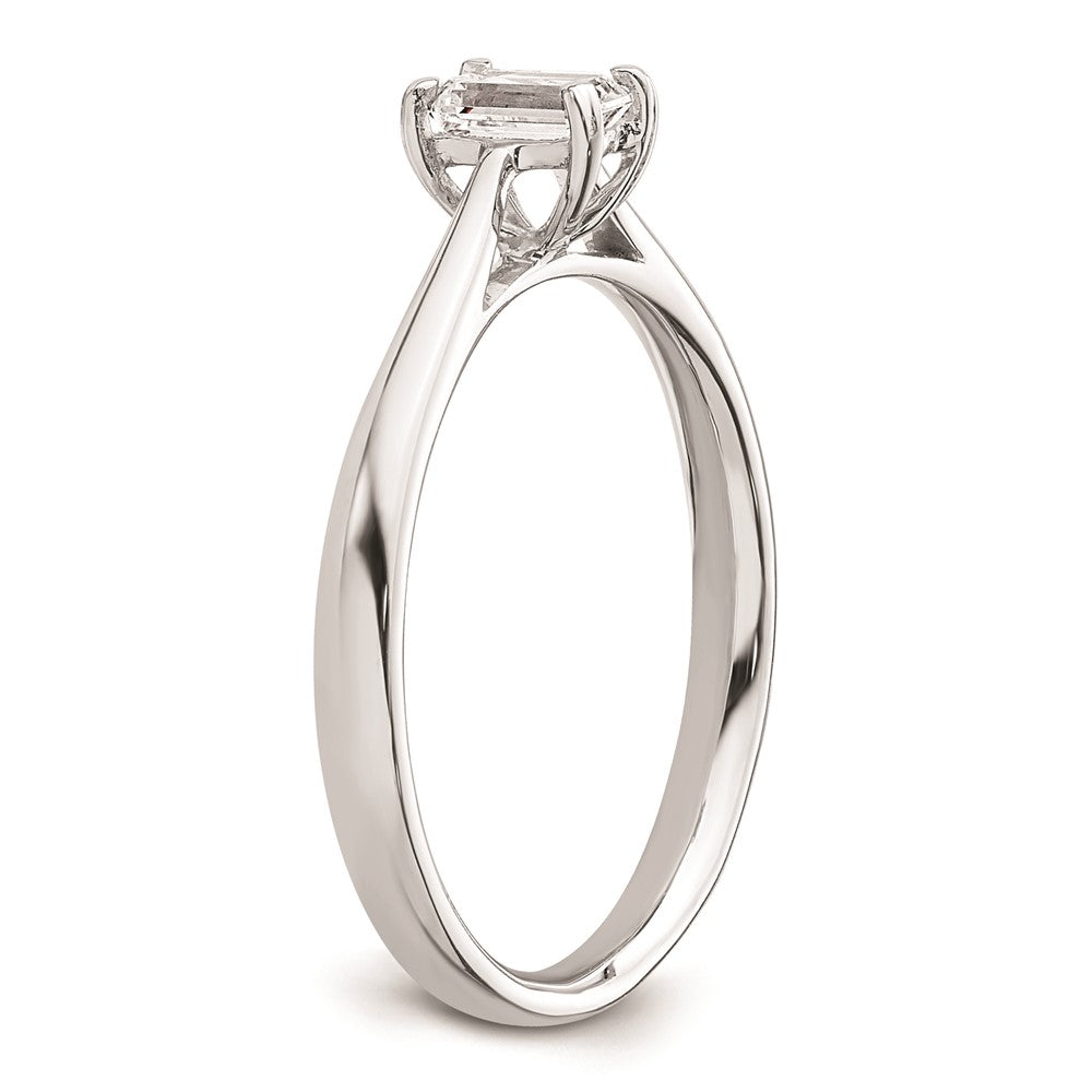 0.25ct. CZ Solid Real 14k White Gold Emerald Solitaire Engagement Ring