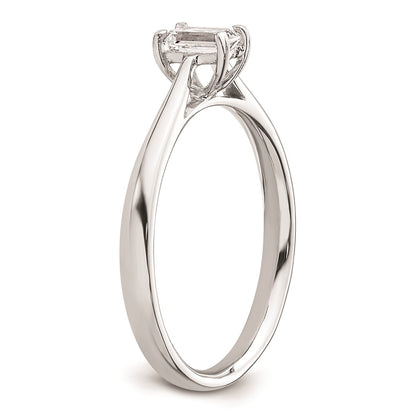 0.25ct. CZ Solid Real 14k White Gold Emerald Solitaire Engagement Ring