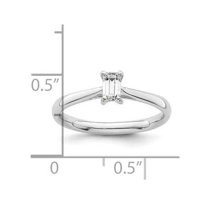0.25ct. CZ Solid Real 14k White Gold Emerald Solitaire Engagement Ring