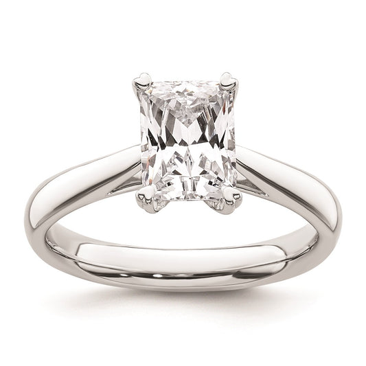 1.25ct. CZ Solid Real 14k White Gold Emerald Solitaire Engagement Ring