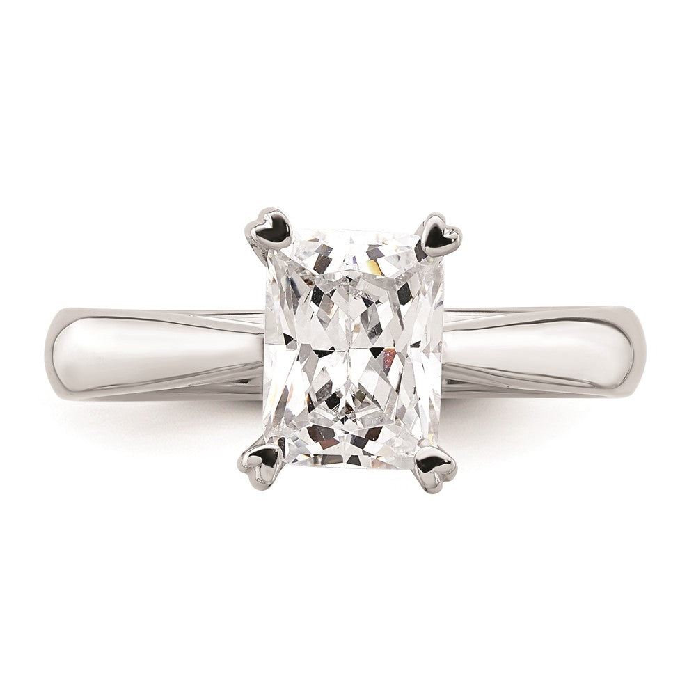 1.50ct. CZ Solid Real 14k White Gold Emerald Solitaire Engagement Ring
