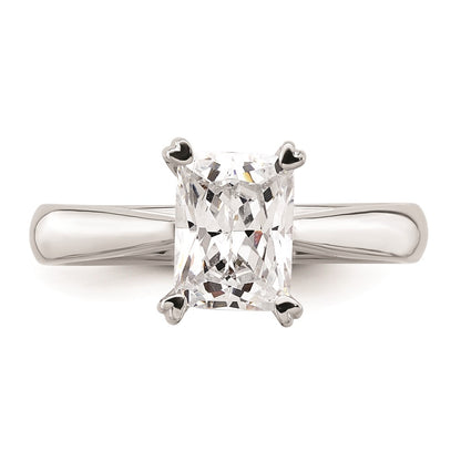 1.50ct. CZ Solid Real 14k White Gold Emerald Solitaire Engagement Ring