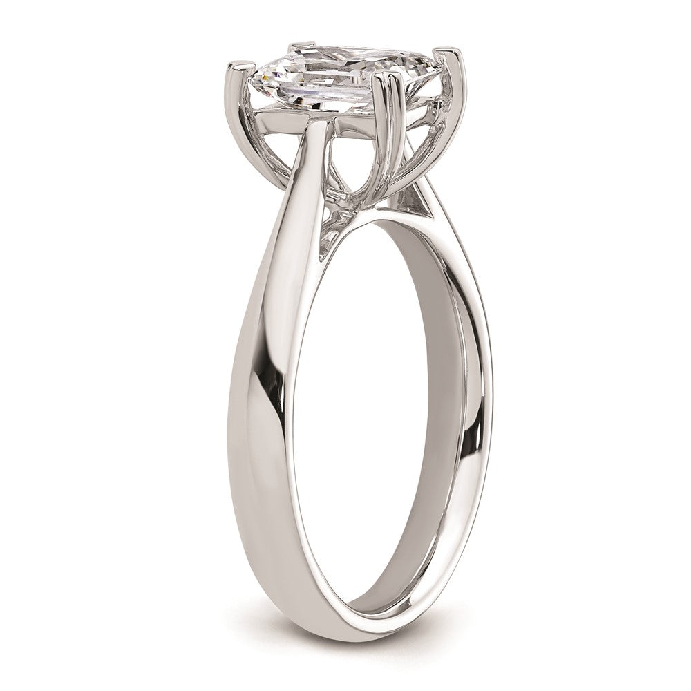1.50ct. CZ Solid Real 14k White Gold Emerald Solitaire Engagement Ring