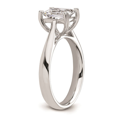 1.50ct. CZ Solid Real 14k White Gold Emerald Solitaire Engagement Ring