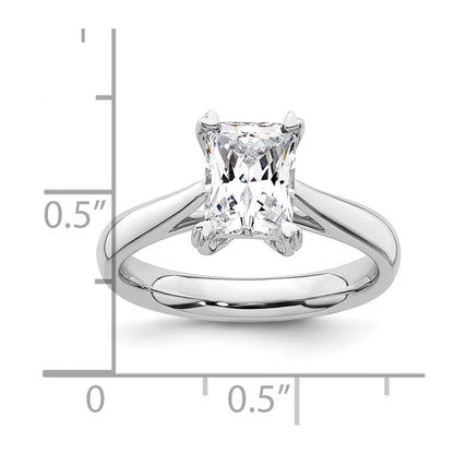 1.50ct. CZ Solid Real 14k White Gold Emerald Solitaire Engagement Ring