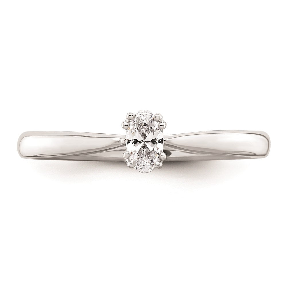 0.25ct. CZ Solid Real 14K White Gold Oval Solitaire Engagement Ring Polished Engagement Ring