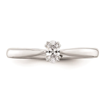 0.25ct. CZ Solid Real 14K White Gold Oval Solitaire Engagement Ring Polished Engagement Ring