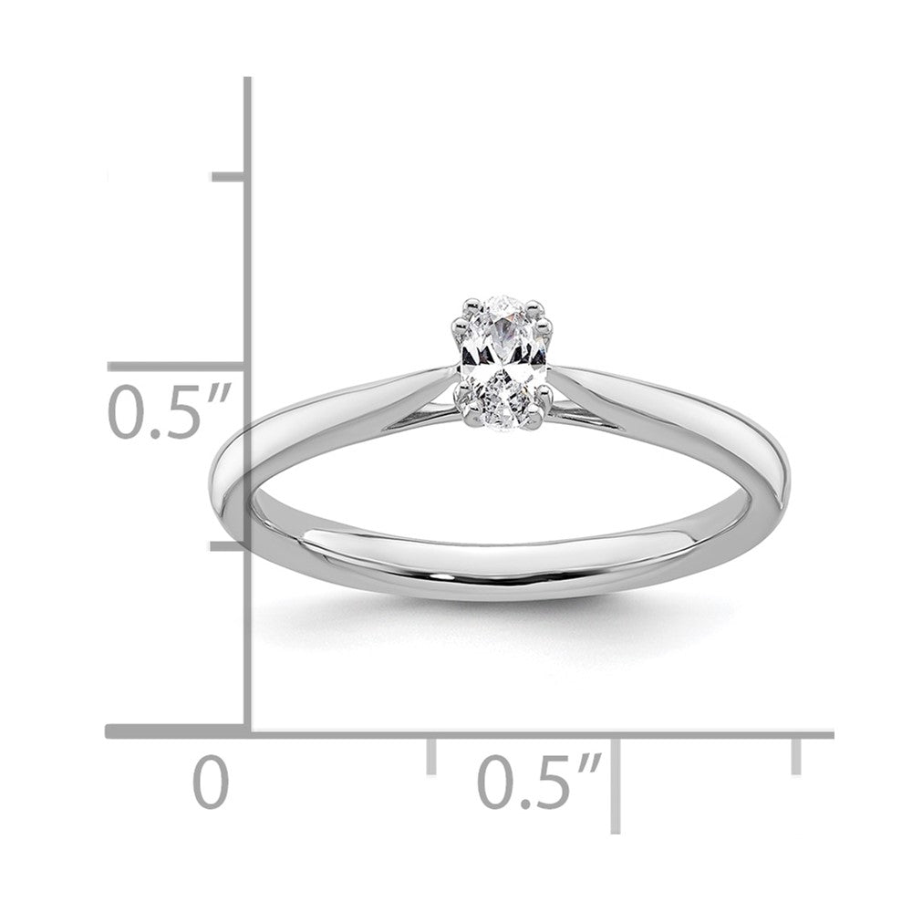 0.25ct. CZ Solid Real 14K White Gold Oval Solitaire Engagement Ring Polished Engagement Ring