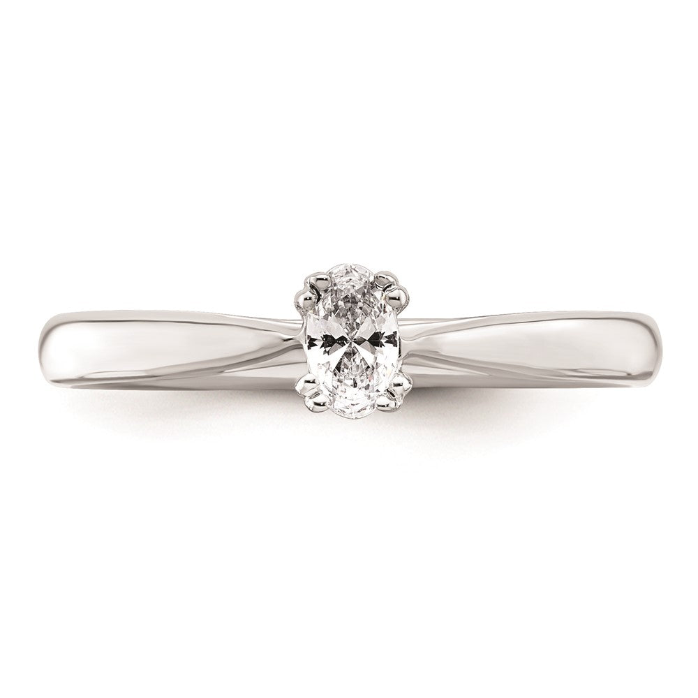0.33ct. CZ Solid Real 14K White Gold Oval Solitaire Engagement Ring Polished Engagement Ring