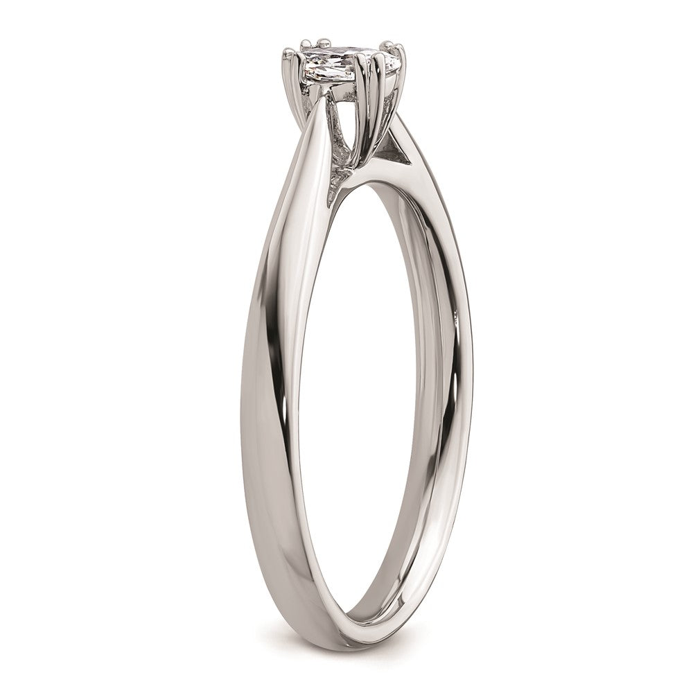 0.33ct. CZ Solid Real 14K White Gold Oval Solitaire Engagement Ring Polished Engagement Ring