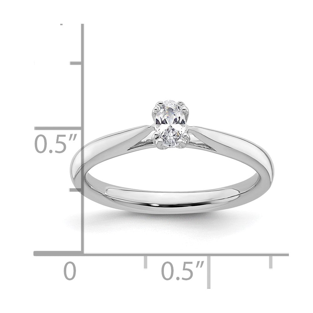 0.33ct. CZ Solid Real 14K White Gold Oval Solitaire Engagement Ring Polished Engagement Ring
