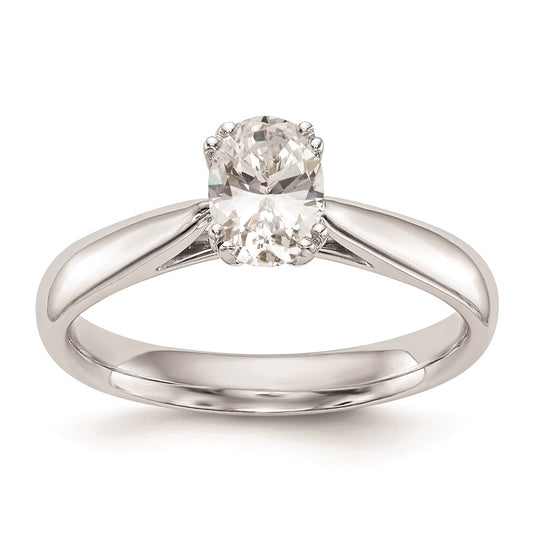 1.00ct. CZ Solid Real 14K White Gold Oval Solitaire Engagement Ring Polished Engagement Ring