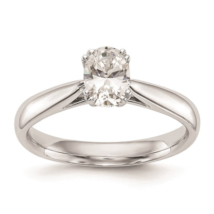 1.00ct. CZ Solid Real 14K White Gold Oval Solitaire Engagement Ring Polished Engagement Ring