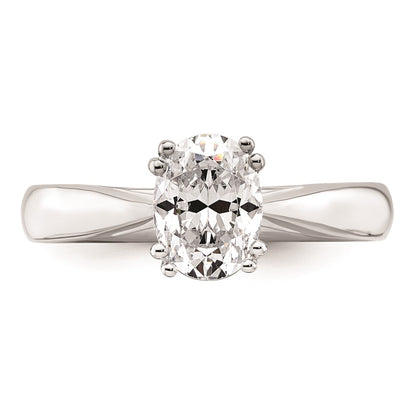 1.25ct. CZ Solid Real 14K White Gold Oval Solitaire Engagement Ring Polished Engagement Ring