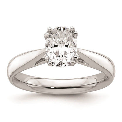 1.25ct. CZ Solid Real 14K White Gold Oval Solitaire Engagement Ring Polished Engagement Ring