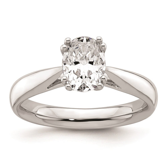 1.25ct. CZ Solid Real 14K White Gold Oval Solitaire Engagement Ring Polished Engagement Ring